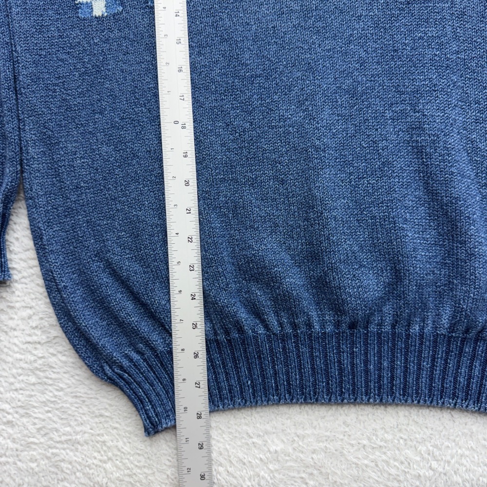 Scott Officer Mens Blue Geometric Intarsia Knit Sweater Made in Scotland Size M - Picture 4 of 8